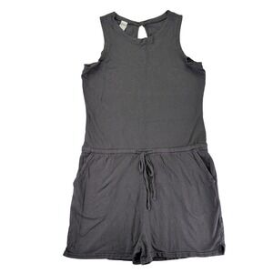 Pact Organic Cotton Hemp Sleeveless Romper Charcoal Gray Womens Size Medium